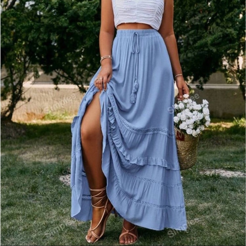 Women's Blue Maxi Skirt